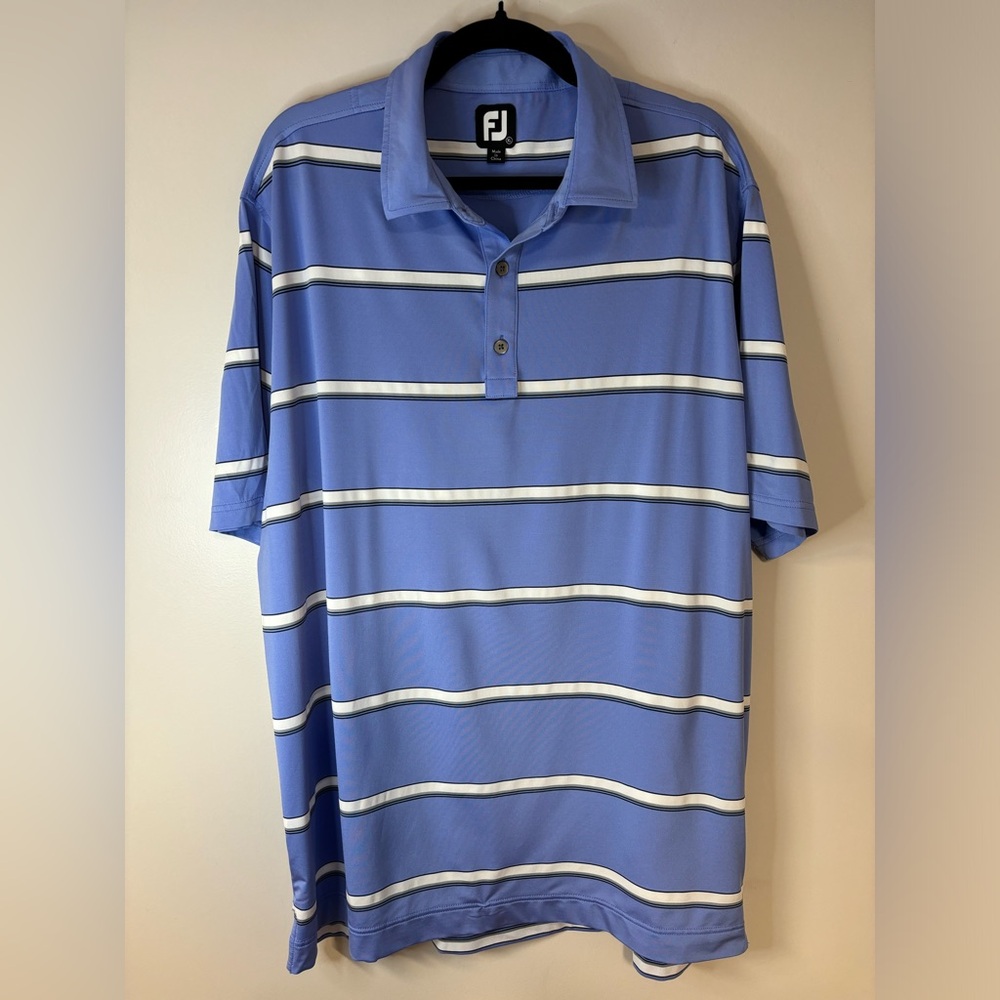 Foot Joy Open Stripe Golf Polo Mens Blue Size XL